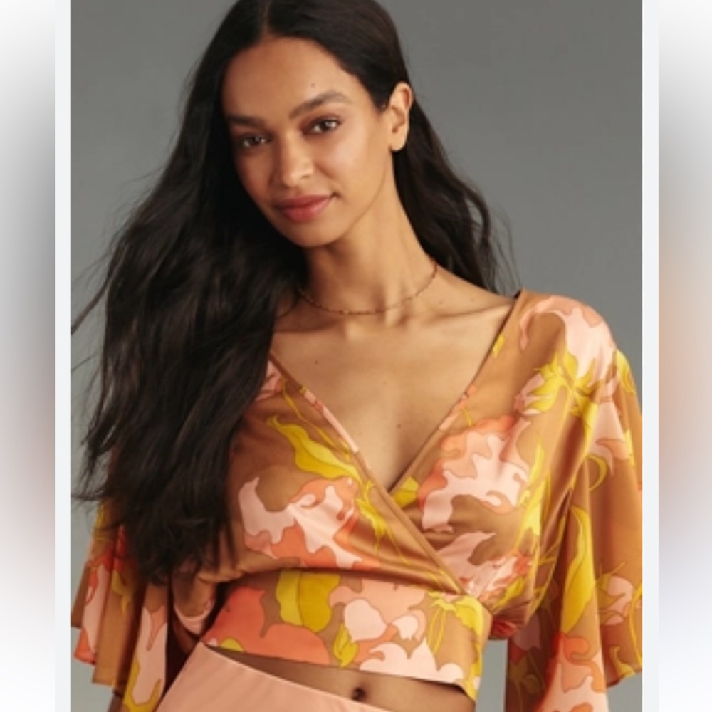 Tiny Olympia Faux-Wrap Top Size L